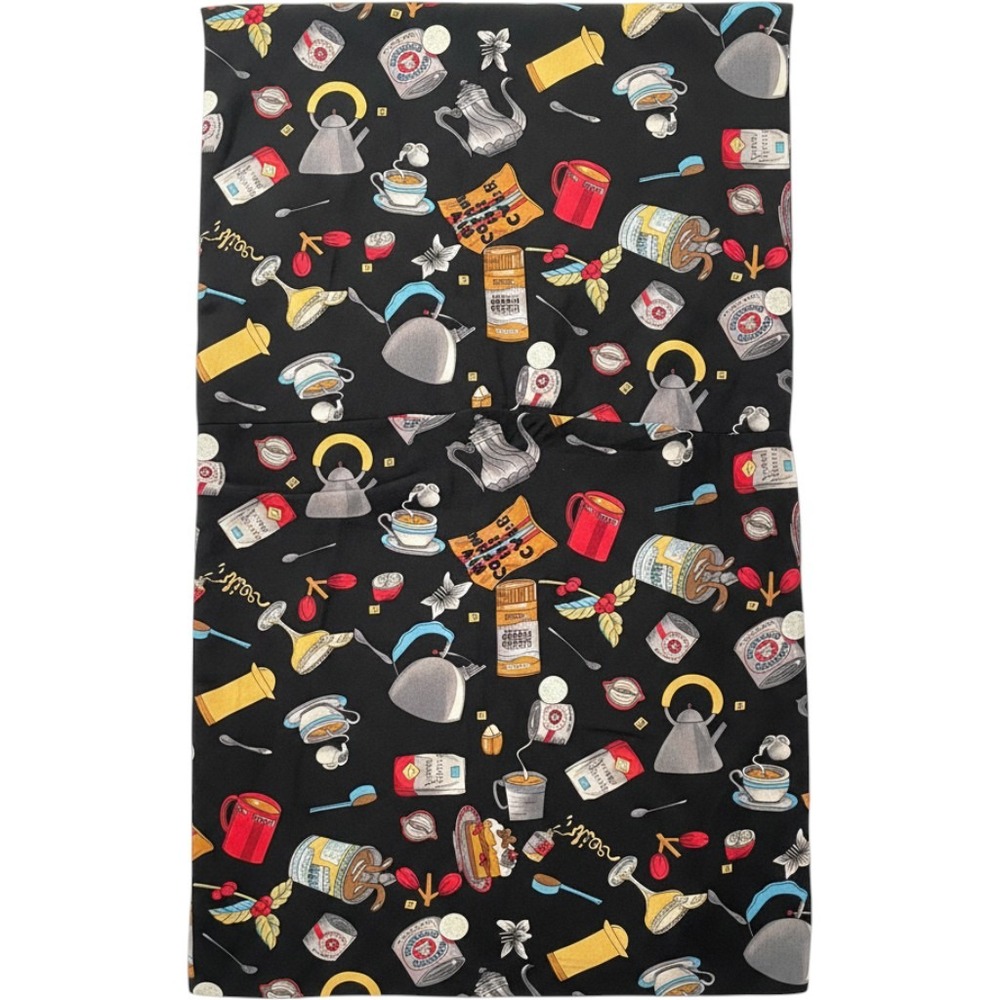 Vintage Essential Classics 100% Silk Scarf Coffee Tea Lovers Print